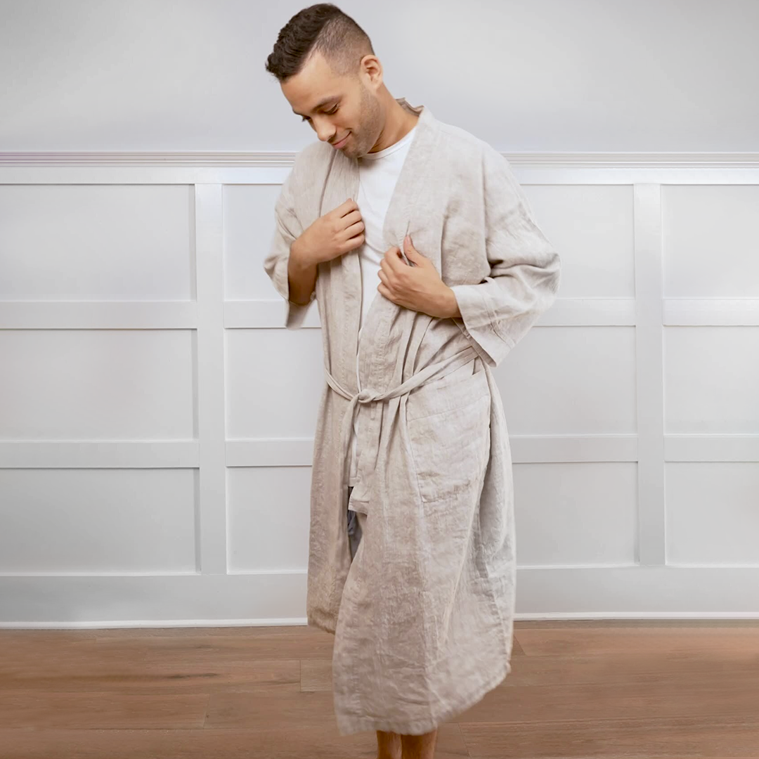 Melange Linen Bathrobe