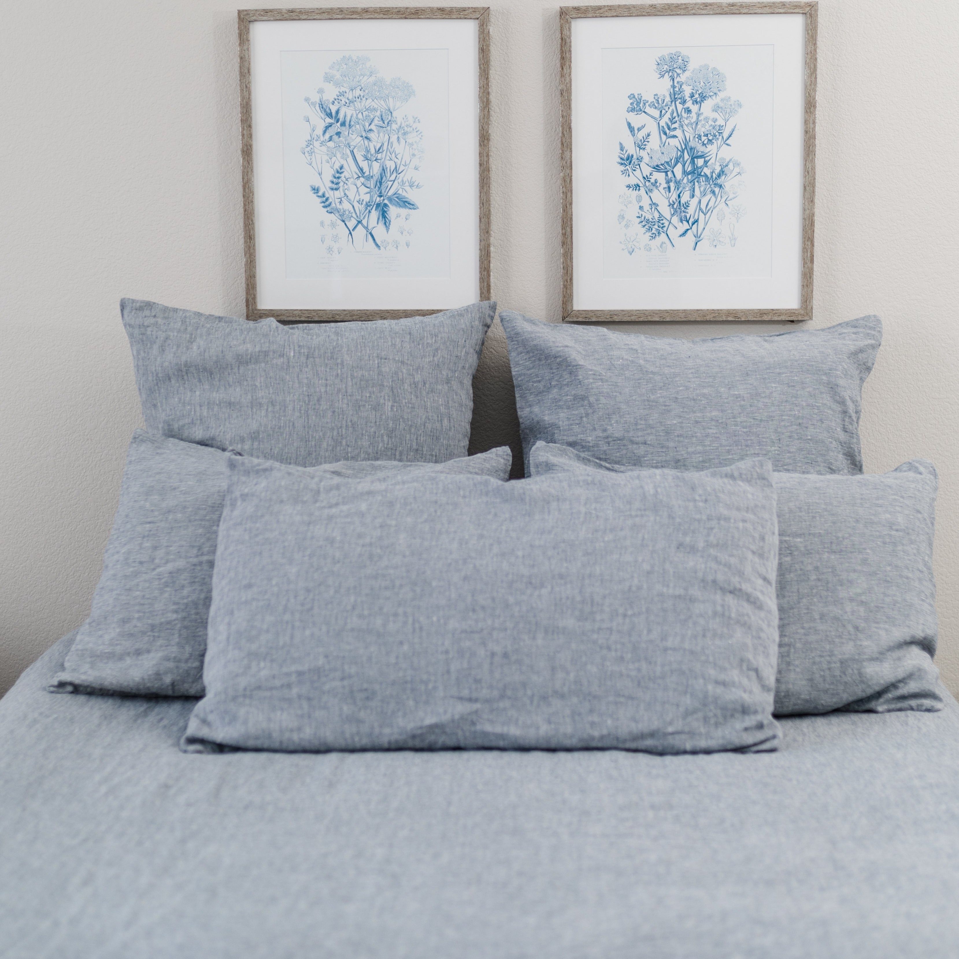 Frosty Blue Linen Euro Shams Pillowcase Beflax Linen