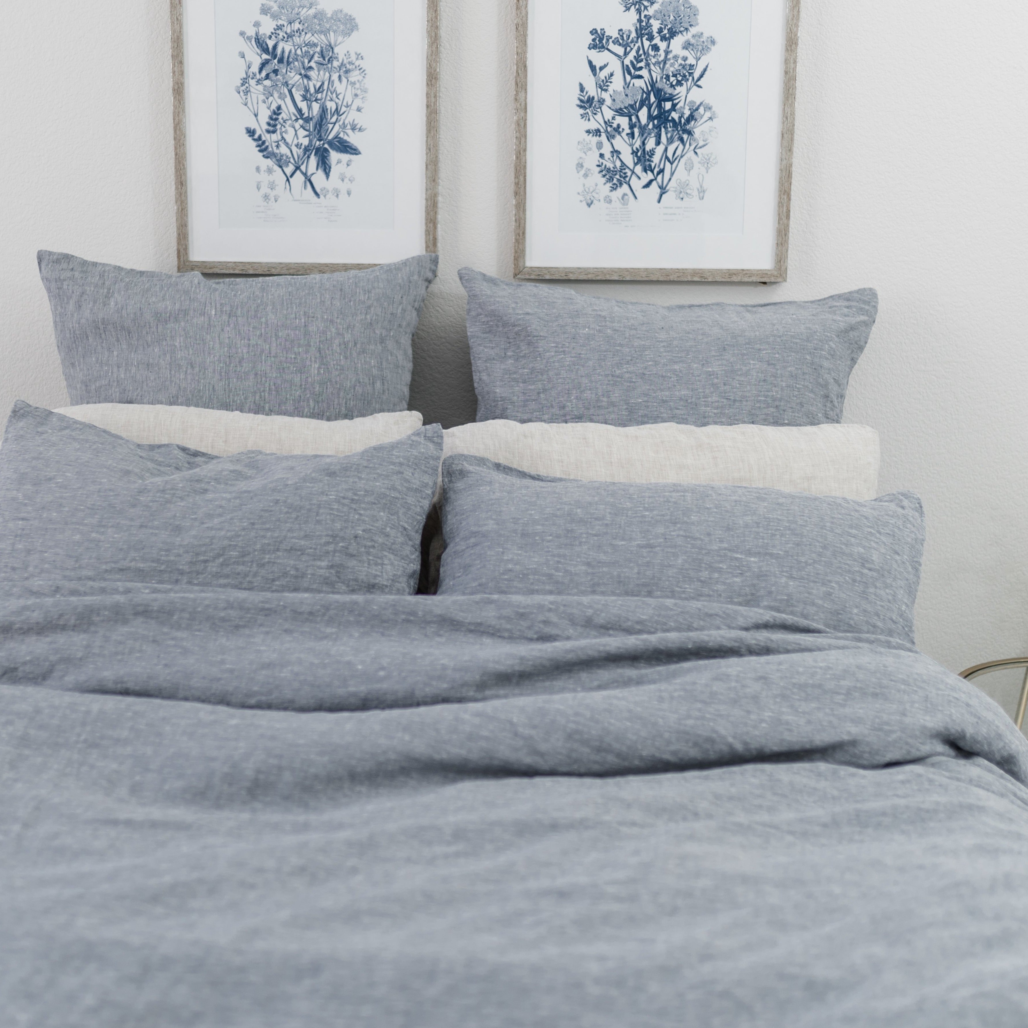 Frosty Blue Linen Euro Shams Pillowcase Beflax Linen