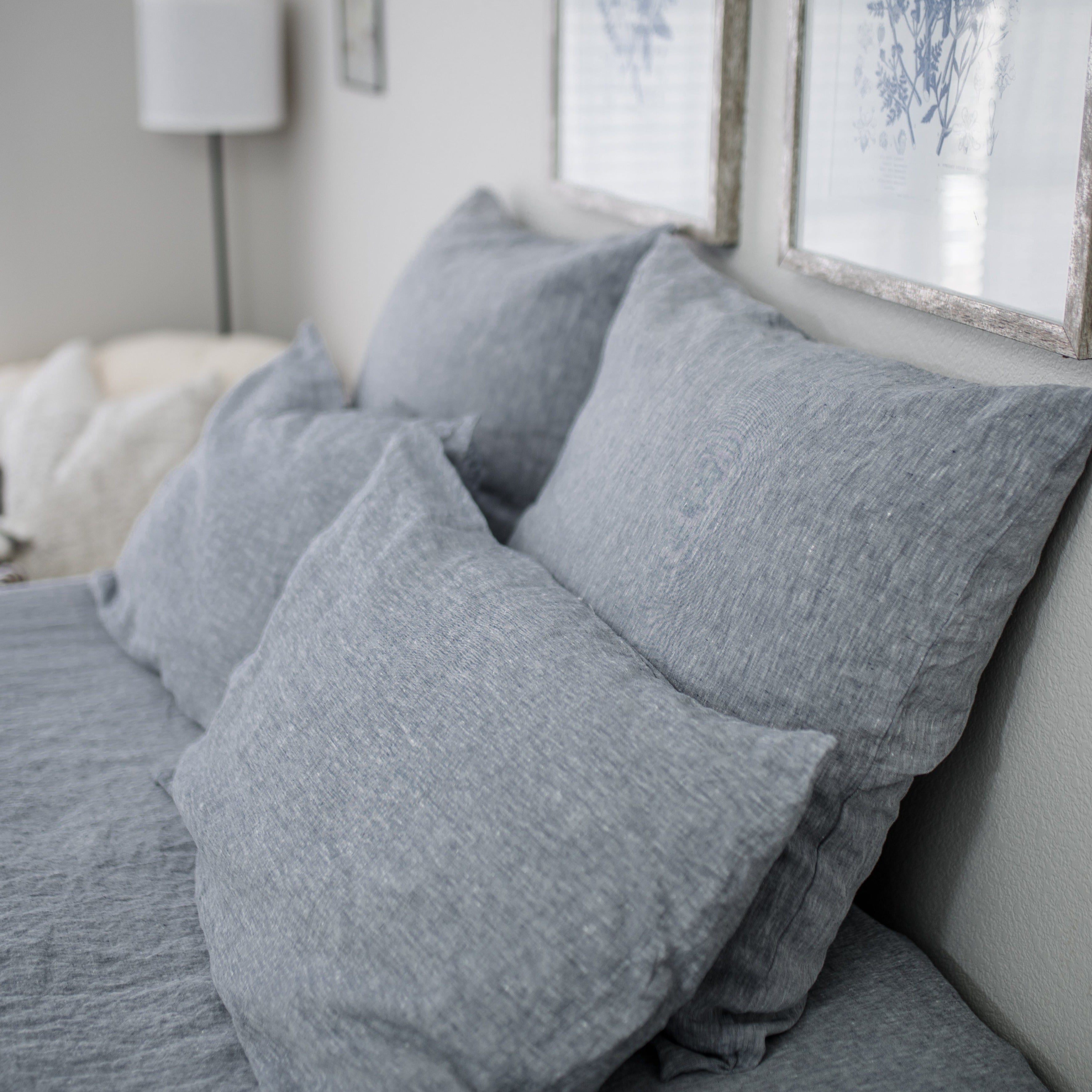 Frosty Blue Linen Euro Shams Pillowcase Beflax Linen