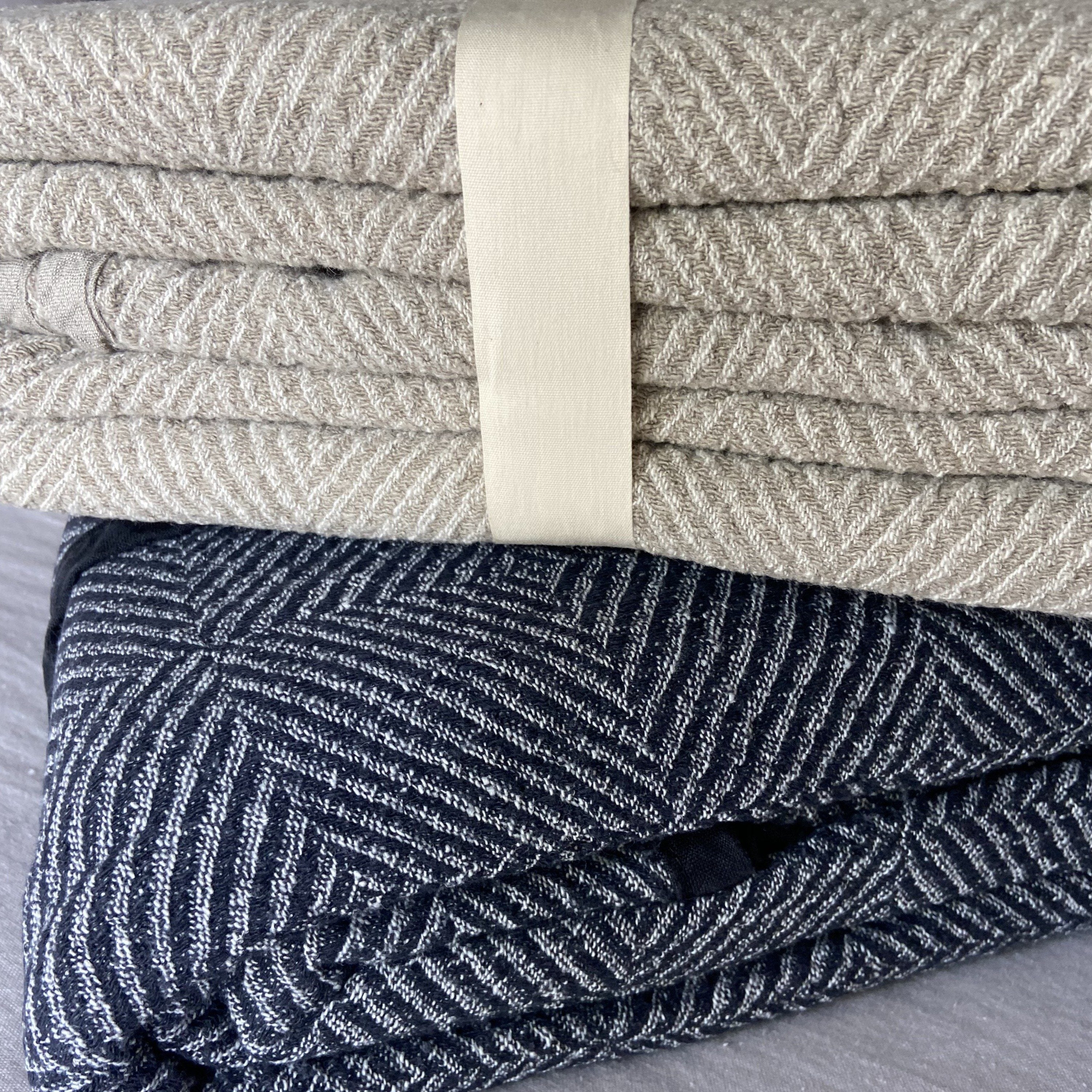 Herringbone Throw Blanket Blanket Beflax Linen