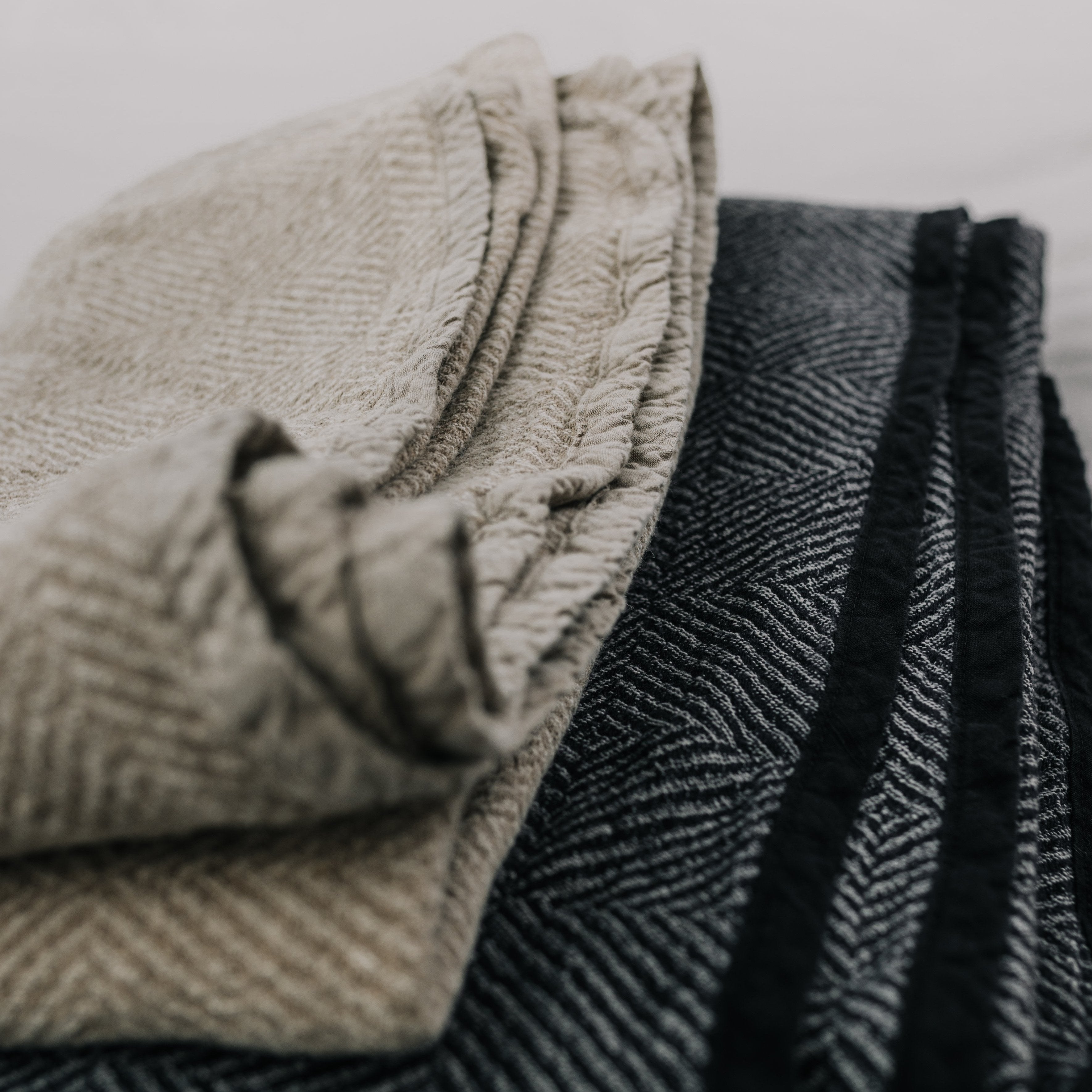 Herringbone Throw Blanket Blanket Beflax Linen
